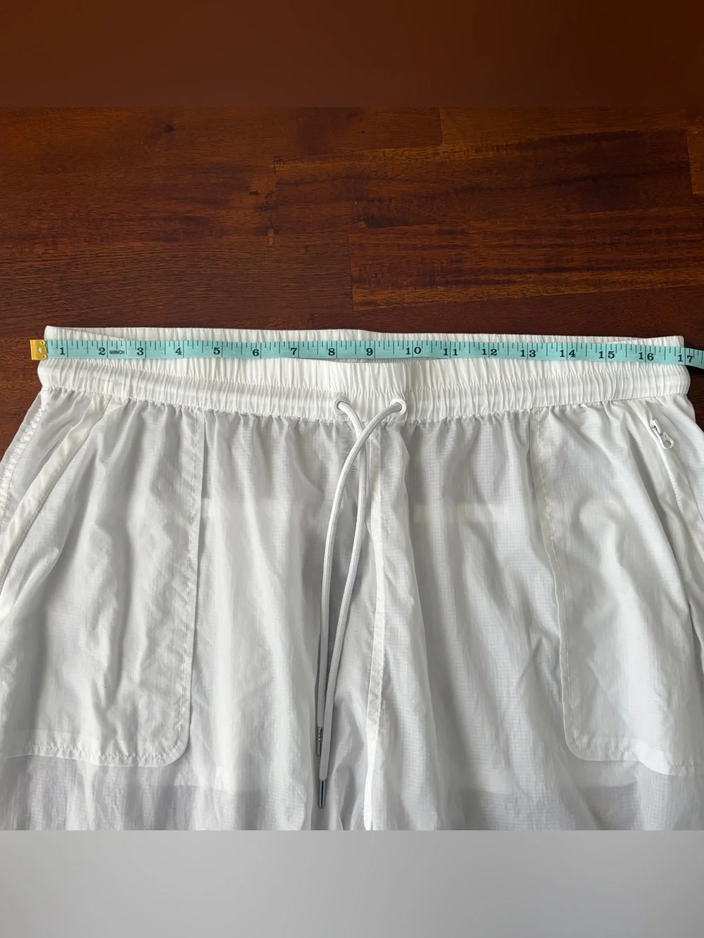 Alo Yoga White Cloud Nine Nylon‎ Sheer Wide Leg Drawstring Beach Pants